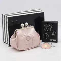 箱付 良品 マリークヮント エンボスデイジーパール がま口ポーチ キーホルダー 2個セット ピンクカラー バッグ ブランド 2000000 NSK MST