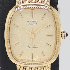 稼働 良品 セイコー エクセリーヌ 1221-5410 QZ ゴールド文字盤 レディース腕時計 0583000 12ERT MST ABC17775