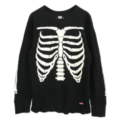 Supreme シュプリーム 25AW × HANES ヘインズ Bones Thermal Crew ボーンプリント サーマル クルーネック 長袖カットソー ブラック ブラック系 L【極上美品】【中古】
