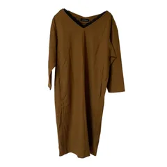 Z1721【美品】GREEN LABEL RELAXING UNITED ARROWS グリーンレーベルリラクシング ユナイテッドアローズ Vネックロングワンピース カットソーワンピース ブラウン サイズF