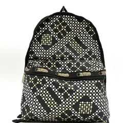レスポートサック リュックサック 黒 ドット柄 軽量 ポーチ付 LeSportsac