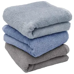 日本製 小さめ ふかふかボリューム 吸水 ミニバスタオル 綿100% 無地 ホテルスタイルタオル 泉州タオル 選べる18色 hiorie(ヒオリエ) 3枚セット (アソート3色02)