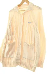 W(F) O!Oi ニットジップアップ ケーブル編み ケーブル 暖かい 柔らかい ロング-16BC7