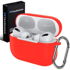 新品 TALENANA for Airpods Pro/AirPods Pro 2保護カバー エアポッツプロ2 カバー シリコンケース 全面保護 落下防止 キズ防止 耐衝撃 装着充電可能 防水 防塵 カラビナ付き（レッド）