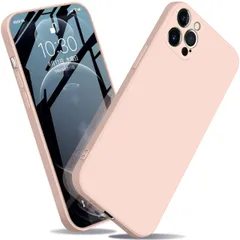 新品 iPhone12promax ケース リキッドシリコン 耐衝撃 レンズ保護 薄型 iPhone 12promax カバー 指紋防止 ソフト ワイヤレス充電対応 おしゃれ ストラップホール付き （ピンク）