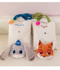 【新品未使用】大人気 ズートピア ニック ジュディ ぬいぐるみ取り外し可能 ぬいぐるみバッグ ショルダーバッグ キャラクターバッグ キャンバスバッグ