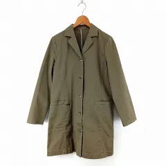 マドモアゼルノンノン mademoiselle NON NON コットン ロング ジャケット コート M 緑 オリーブ系