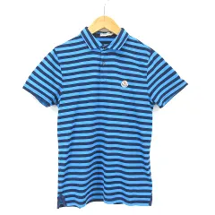 モンクレール MONCLER MAGLIA POLO MANICA マグリア ボーダー ポロシャツ S 青 ブルー系