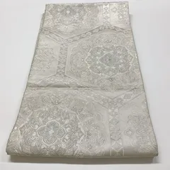 ［6558］袋帯 花亀甲文様 六通 シルバー銀糸 正絹 着物 フォーマル
