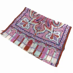 エトロ ETRO ウール ペイズリー柄 ストール 紫系