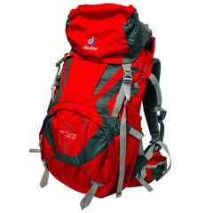 大容量 トレッキング バックパック 登山リュック 赤×グレー deuter系 aircontact 登山 キャンプ ハイキング 中古良品