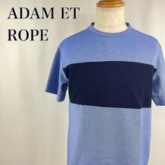 ADAM ET ROPE　アダムエロペ　M　ブルー　青　普段着　クルーネック　配色切り替え　プルオーバー　半袖Tシャツ 3681