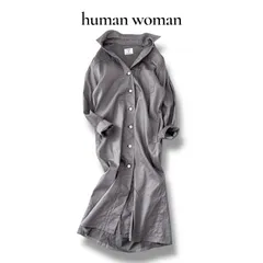 ヒューマンウーマン HUMAN WOMAN Gジャン ワンピース 麻混 ストレッチ  arrive 5e グレー 美品 Mのサムネイル