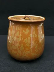 【 水指  】 茶道具 茶道 骨董品 伝統陶芸品 オレンジ
