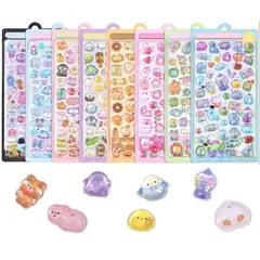 Drado ぷくぷくシール ぷくぷく ぷっくり 立体シール かわいい 中空 8枚セット 立体 おしゃれ デコシール ごほうび 子供 貼り付け可能 贈り物 手帳 携帯 DIY用 1