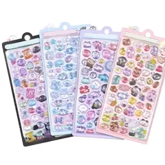 KASELIN 3dシール 立体シール 4枚セットぷくぷく 可愛い キラキラな 女の子 デコシール 韓国 子供 大容量 貼り付け可能 携帯電話飾り用 スマホケース 手帳 diy 贈り物 手芸用品 1
