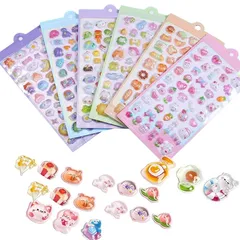 シール ぷくぷく 6枚 可愛い ぷくぷくシール 立体 ごほうび ステッカー ぷっくり デコシール 水筒 スマホケース 手帳 アルバム (動物2) 1