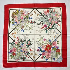 2510-293｜グッチ スカーフ シルク レッド