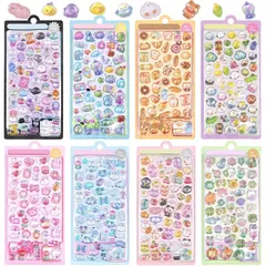 Chisafly 2025新型 ぷくぷくシール ぷくぷく ぷっくりシール 立体 中空 かわいい 8枚セット 約400点 ごほうび キラキラ 韓国 子供 大容量 スマホケース 手帳 diy 贈り物 (タイプA) 1