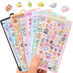 ANZOBEN ぷくぷくシール ぷくぷく シール ぷっくり 立体 かわいい 8枚セット ごほうび 韓国 子供 大容量 詰め合わせ スマホケース 手帳 diy 贈り物 1