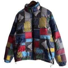 STUSSY バンダナ柄 パッチワーク ダウンジャケット / マルチカラー 