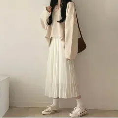 プリーツ シフォン ロング スカート