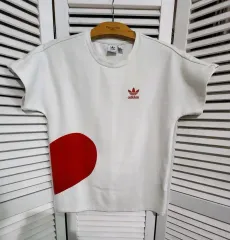 アディダス 白 半袖 Tシャツ レッド POINT xs