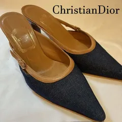 クリスチャンディオール　ChristianDior　 デニム×レザー ストラップ ミュール　35*1/2