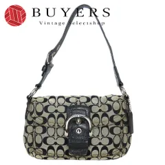 【中古】 コーチ ショルダーバッグ シグネチャー F15668 キャンバス レザー グレー ブラック 肩掛け ワンショルダー 普段使い カジュアル レディース 女性 COACH