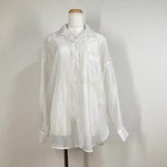 【エモダ】ブラウス　カットソー　白　Ｆ　emoda　オープンカラー　エアリールーズシャツ ゆったり　シアー タック　ロング丈　羽織　