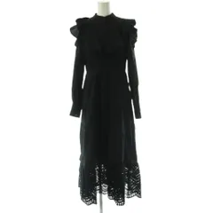 リリーブラウン Lily Brown 23AW カットワークレースワンピース 長袖 ロング コットン F 黒 /NR ■OS