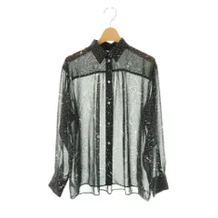 ピーエスポールスミス PS Paul Smith 総柄 シアーシャツ ブラウス 長袖 前開き 38 黒 /NR ■OS