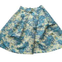 ランバンオンブルー ゴブラン織り フレアスカート 36 美品 グリーン系