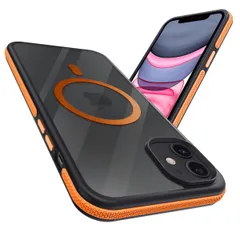 新品 iPhone 11 MagSafe ケース 耐衝撃 滑り止め アイフォン 11 スマホケース 【新しい衝突防止ストリップ設計】［フォーインワン構造設計］米軍MIL規格 カバー 軽量 ワイヤレス充電対応 半透明 滑り止めエッジ 薄型 落下保護 (オレンジ)