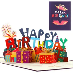 新品 Kesote バースデーカード メッセージカード 誕生日 立体 カード 封筒付き 3D ポップアップカード 大人 おしゃれ