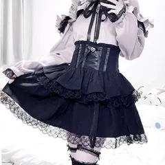 MA*RS マーズ ハイウエストスピンドルボリュームスカパン ブラック size-F ハイウエストシルエット スタイルアップ レースアップ 量産地雷スタイル サスペンダー取り外し可能 ミニスカート 管理番号：364-1782