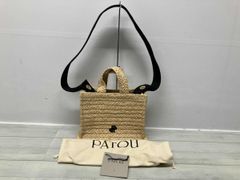 パトウ PATOU 2way キャンバスショルダーバッグ ロゴ入り ゴールド金具 