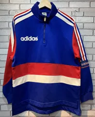 adidas アディダス ジャージ 90s デサント製 トラック M-Lサイズ 青 赤 スポーツ