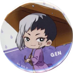 【中古】バッジ・ピンズ あさぎりゲン(ミニキャラ) 缶バッジ 「DMMスクラッチ! TVアニメ Dr.STONE レイニーデイ スクラッチ」 E-6賞
