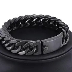 【N012】ブレスレット　メンズ　ゴールド　ブラック　黒　腕輪　チェーン　アクセサリー　ファッション　お洒落