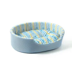 Peto-Raifu ペット ベッド ソファ 洗える クッション 猫ベッド 冷感 ひんやり 通気性いい 通年タイプ 夏 休憩所 かわいい 小型犬用 寝床 暑さ対策 ペット用品 ストライプ 37*32*13cm