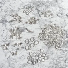 ブレスレット 金具 パーツ ホワイトシルバー スペーサー ロンデル 蝶々 薔薇