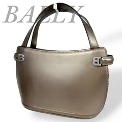 【B4306】 BALLY バリー ハンドバッグ フェイクレザー Bロゴ メタリックトープ ベージュ系 ミニマルバッグ シンプル レディース