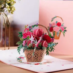 新品 立体バースデーカード、ポップアップ、クリスマス、 母の日 メッセージカード、母の誕生日、父の日、飛び出す花、祝福 happy birthday card (MDcard-D14)