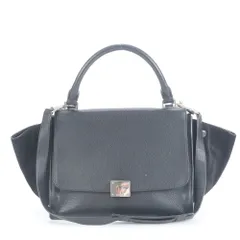 極美品 セリーヌ トラペーズ スモール レザー 2WAY ショルダーバッグ 肩掛け トート ハンド ブラック 黒 レディース ECE CN4-4【中古】