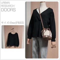 美品 URBAN RESEARCH DOORS ウール混カシュクールカットソー サイズOne(FREEサイズ) ブラック やや厚手 秋冬 shopHappiness (2815