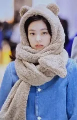 未使用) ジェニスタイル クマ耳 フード マフラー (白 COLOR 1個)