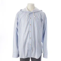 マルニ 23SS コットン フーデッド ストライプ 長袖シャツ ジャケット トップス ブルゾン CUMU0195A4 ライトブルー レッド 48【中古】