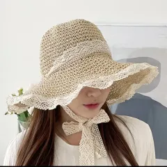 レース麦わら帽子