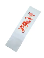 刺繍半衿【白地・赤ピンク・牡丹桜七宝刺繍】【日本製】